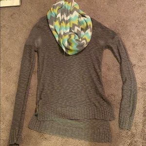 Comfy Grey Sweater with Scarf
